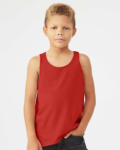 BELLA 3480Y Unisex Youth Cotton Tank Top in Red front view