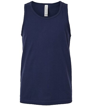 BELLA 3480Y Unisex Youth Cotton Tank Top in Navy front view