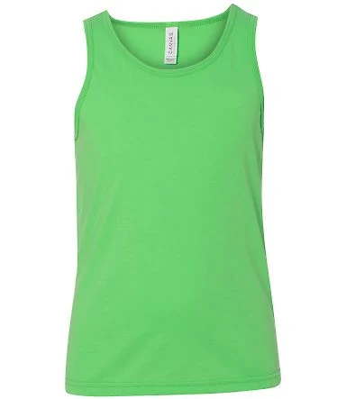 BELLA 3480Y Unisex Youth Cotton Tank Top in Neon green front view