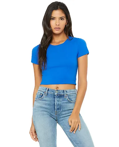 BELLA 6681 Womens Poly-Cotton Crop Top TRUE ROYAL front view