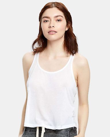 US510 US Blanks Sheer Crop Top Cropped Tank in White front view