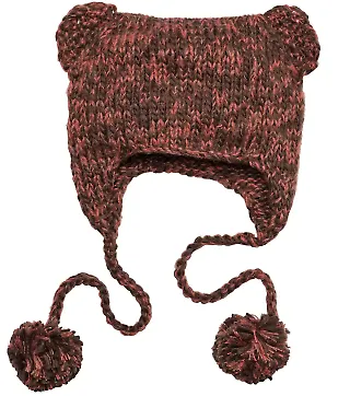 DT626 District Hand Knit Cat-Eared Beanie Persimmon Orng front view