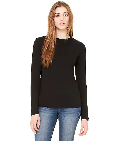BELLA 6500 Womens Long Sleeve T-shirt in Black front view