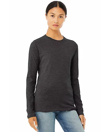 BELLA 6500 Womens Long Sleeve T-shirt in Dark gry heather front view