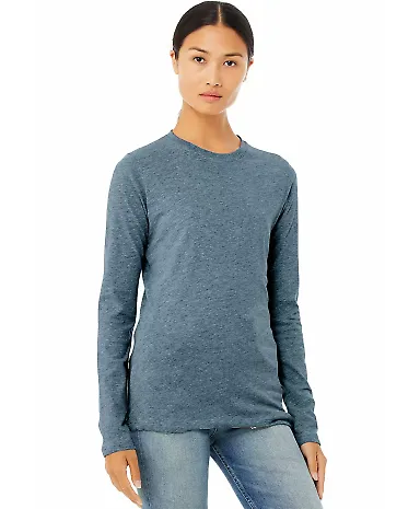 BELLA 6500 Womens Long Sleeve T-shirt in Hthr deep teal front view