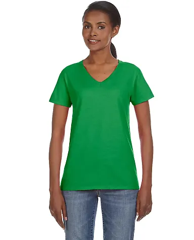88VL Anvil - Missy Fit Ringspun V-Neck T-Shirt in Green apple front view