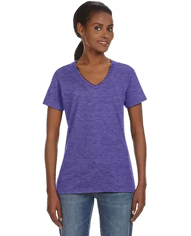 88VL Anvil - Missy Fit Ringspun V-Neck T-Shirt in Heather purple front view