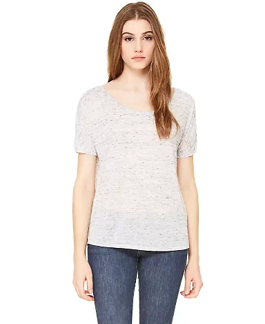 BELLA 8816 Womens Loose T-Shirt in White marble front view
