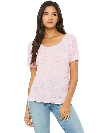 BELLA 8816 Womens Loose T-Shirt in Red marble front view