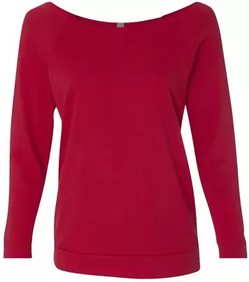 Next Level 6951 Terry Raw-Edge 3/4-Sleeve Raglan  in Red front view