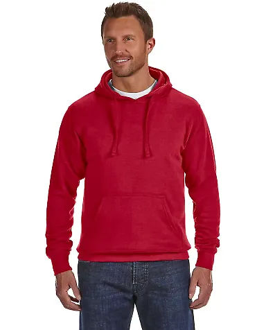 8620 J. America - Cloud Fleece Hooded Pullover Swe in Red front view
