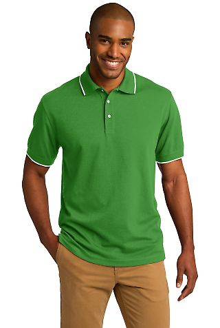 K454 Port Authority® Rapid Dry™ Tipped Polo in Vine green/wht front view