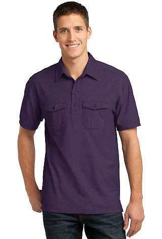 K557 Port Authority® Oxford Pique Double Pocket P in Purp/dr bl nvy front view