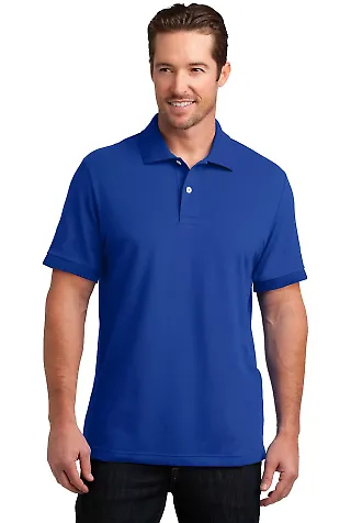 DM325 District Made™ Mens Stretch Pique Polo Royal front view