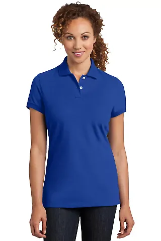 DM425 District Made™ Ladies Stretch Pique Polo Royal front view