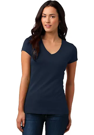DT4501 District® Juniors Vintage Wash V-Neck Tee New Navy front view