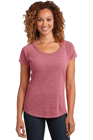 DM443 District Made™ Ladies Tri-Blend Scoop Tee Red Heather front view