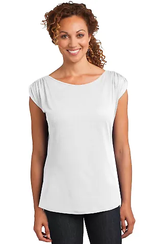 DM483 District Made™ Ladies Modal Blend Gathered White front view
