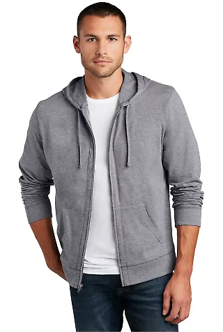 DT1100 District® Young Mens Lightweight Jersey Fu Dk Hthr Grey front view