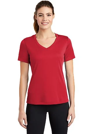 LST353 Sport-Tek® Ladies V Neck Competitor™ T S in True red front view