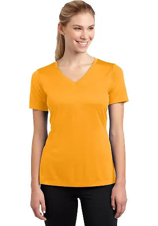 LST353 Sport-Tek® Ladies V-Neck Competitor™ Tee Gold front view