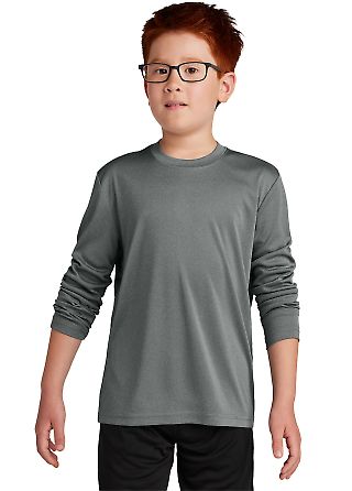 YST350LS Sport-Tek Youth Long Sleeve Competitor Te in Irongreyht front view