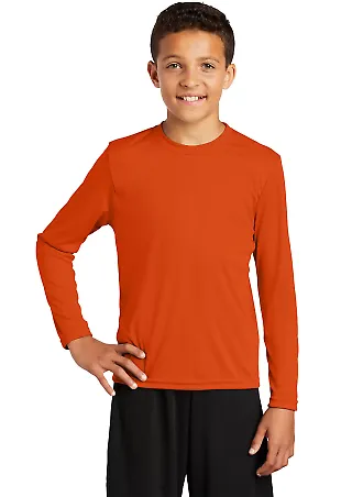 YST350LS Sport-Tek® Youth Long Sleeve Competitor? in Deep orange front view