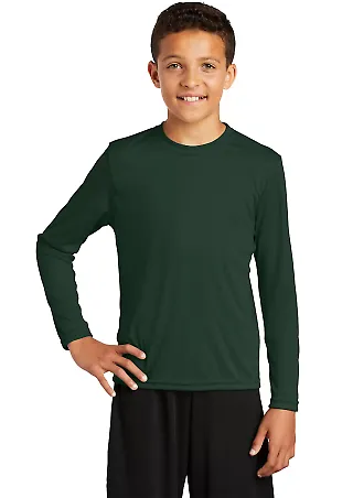 YST350LS Sport-Tek® Youth Long Sleeve Competitor? in Forest green front view
