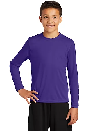 YST350LS Sport-Tek® Youth Long Sleeve Competitor? in Purple front view