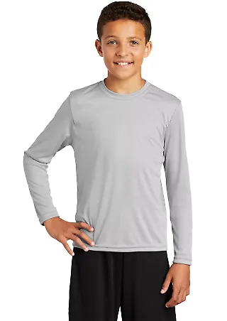 YST350LS Sport-Tek® Youth Long Sleeve Competitor? in Silver front view