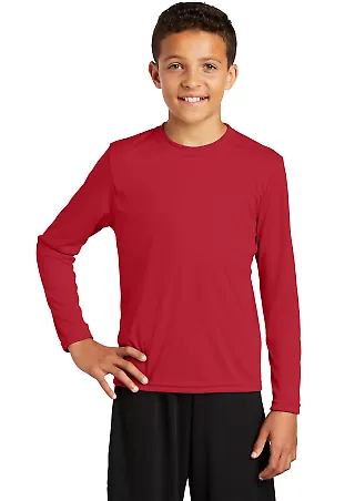 YST350LS Sport-Tek® Youth Long Sleeve Competitor? in True red front view