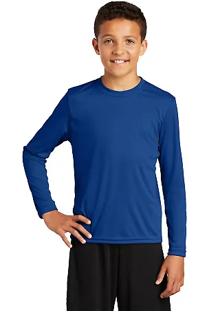 YST350LS Sport-Tek® Youth Long Sleeve Competitor? in True royal front view