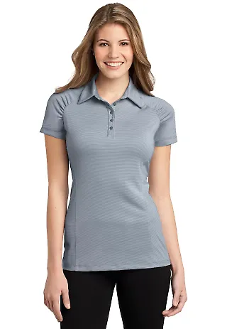 L558 Port Authority® Ladies Fine Stripe Performan White/Shad Gry front view