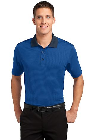 K558 Port Authority® Fine Stripe Performance Polo in Seap bl/db nvy front view