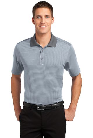 K558 Port Authority® Fine Stripe Performance Polo in White/shad gry front view