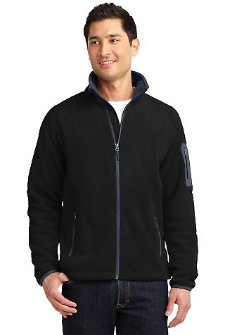 F229 Port Authority® Enhanced Value Fleece Full-Z in Black/bat grey front view