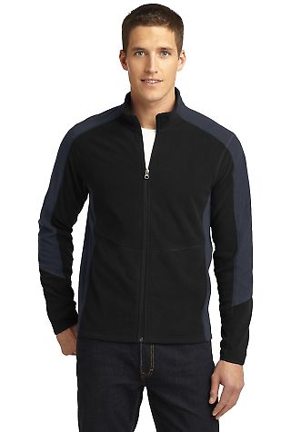 F230 Port Authority® Colorblock Microfleece Jacke in Black/bat grey front view