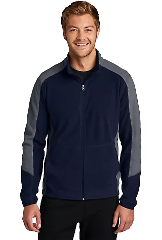 F230 Port Authority® Colorblock Microfleece Jacke TrNvy/PearlGry front view
