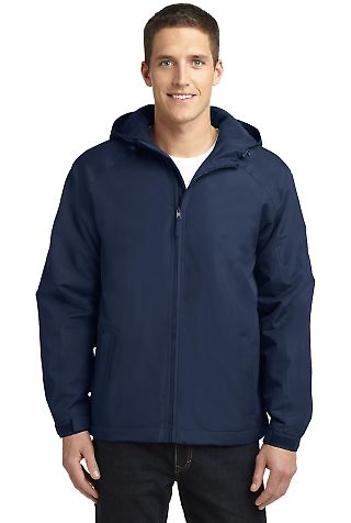 J327 Port Authority® Hooded Charger Jacket in True navy front view