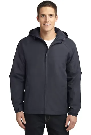 J327 Port Authority® Hooded Charger Jacket Batlshp Grey front view