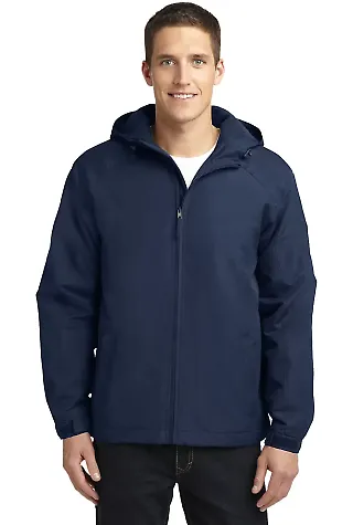 J327 Port Authority® Hooded Charger Jacket True Navy front view