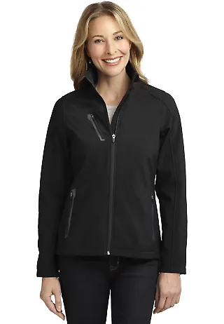 L324 Port Authority® Ladies Welded Soft Shell Jac Black front view