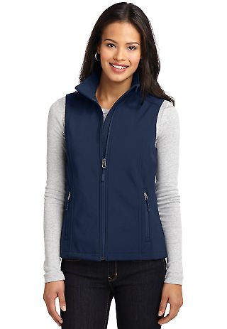 L325 Port Authority® Ladies Core Soft Shell Vest in Dress blue nvy front view