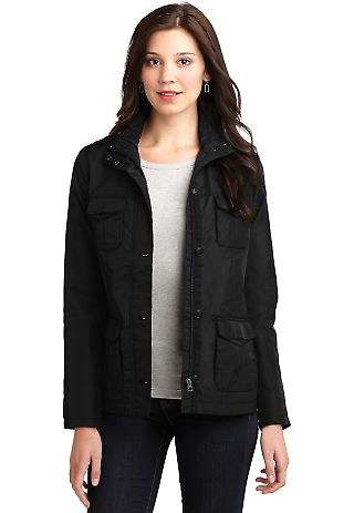 L326 Port Authority® Ladies Four-Pocket Jacket Black front view