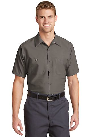 SP24 Red Kap - Short Sleeve Industrial Work Shirt in Grey front view