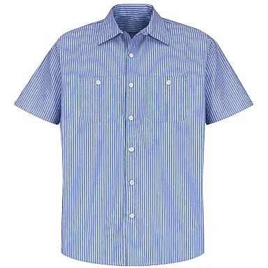 CS20 Red Kap - Short Sleeve Striped Industrial Wor Blue/White front view