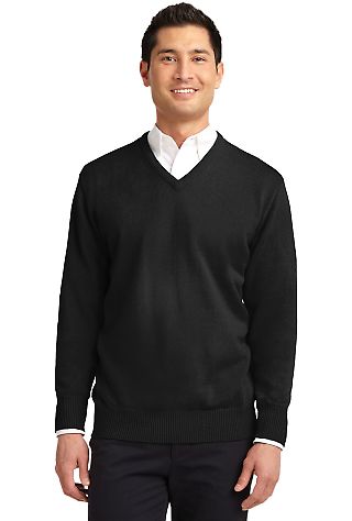 SW300 Port Authority® Value V-Neck Sweater Black front view