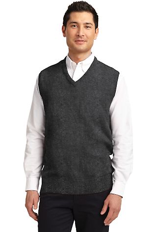 SW301 Port Authority® Value V Neck Sweater Vest in Charcoal grey front view