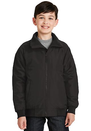 Y328 Port Authority® Youth Charger Jacket in True black front view