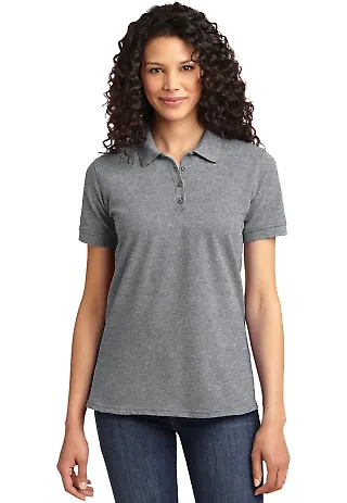 LKP155 Port & Company® Ladies 50/50 Pique Polo Athl Heather front view